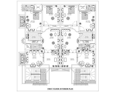 INTERIOR LAYOUT FOR FIRST FLOOR - CAD Block – DWG AutoCAD Editable Drawing (Free Download)