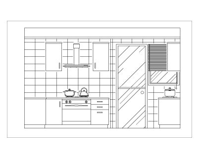 Free AutoCAD 2D Drawings for Internal Elevation Views of Kitchen - 3