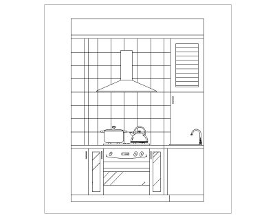 Free AutoCAD 2D Drawings for Internal Elevation Views of Kitchen - 6