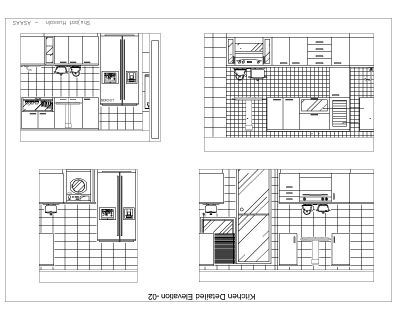 Free AutoCAD 2D Editable Drawings for Kitchen Detailed Elevation 002
