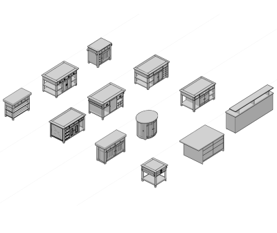 Islas cocina colección CAD DWG bloques
