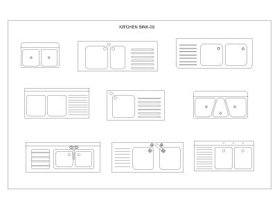 Free AutoCAD 2D Editable Drawings for Kitchen Sink- 03