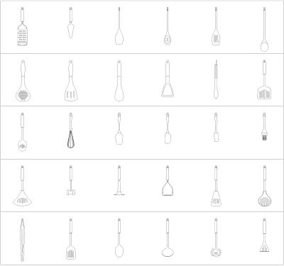 ustensiles de cuisine Collection CAD dwg