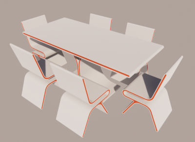 Modern dining table with 6 seats revit family