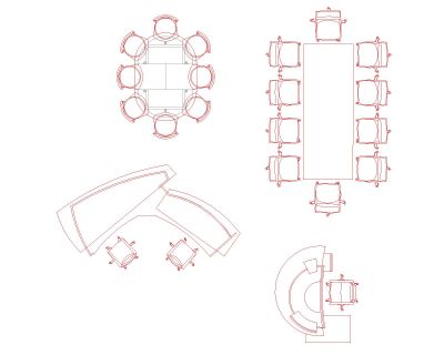 Free AutoCAD 2D Detailed Drawing for Meeting Room Chairs with Tables-7
