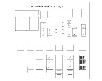 Free AutoCAD 2D  Drawing of Office File Cabinets Design (3)