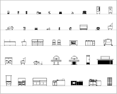 Élévations d'équipement de restaurant et pub Collection CAD dwg