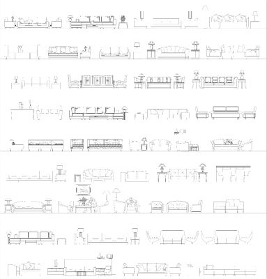 Sofas and side tables elevations CAD collection dwg