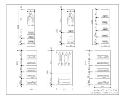 Free AutoCAD files of Wardrobe with Shelves Detailed Drawings-3