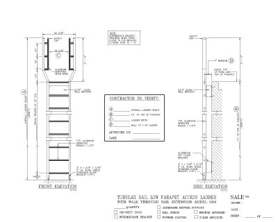 Free AutoCAD Drawing for Tubular Aluminum Access ladder for Low Parapet