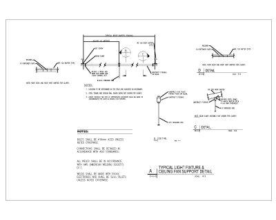 Typical Light Fixture & Ceiling Fan Support detail. CAD block in DWG format free download.
