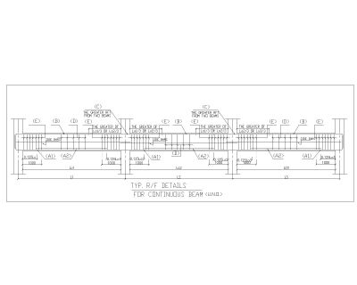 Free AutoCAD 2D Editable Drawings for Typical RF Details for Continuous Beam