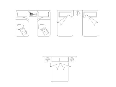 Free AutoCAD 2D Editable Drawings for US Bed Design Top View (Plan with accurate sizes)-43