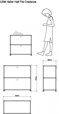 AutoCAD download USM Haller Half File Credenza DWG Drawing
