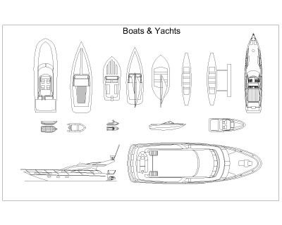 Free AutoCAD 2D Drawings for Watercraft Boats Small & Large Sizes