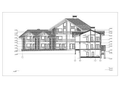 Free AutoCAD 2D Wooden Building Elevation & Section