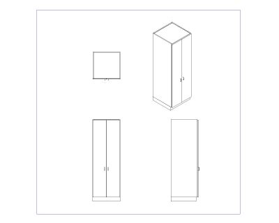 Free AutoCAD 2D & Isometric Drawing of Wooden Cabinet Design- (15)