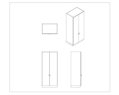 Free AutoCAD 2D & Isometric Drawing of Wooden Cabinet Design- (16)