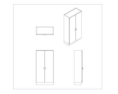 Free AutoCAD 2D & Isometric Drawing of Wooden Cabinet Design- (18)