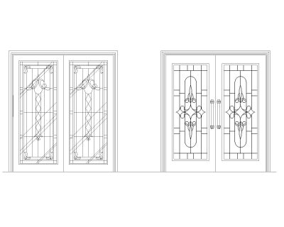 Free AutoCAD 2D Drawing for Wooden Door with Glass Deatiled Dwgs (8)