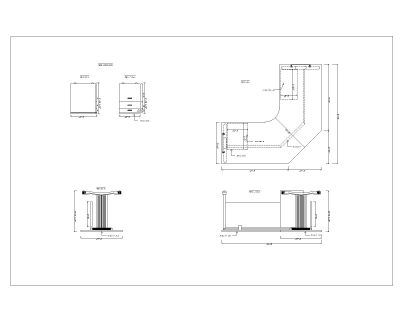 Free AuotCAD 2D drawing for MDF Wooden Work Stations-2 Top & Side Views