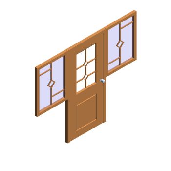 Door and window-door with casement window revit family