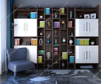 Wooden shelves for loft room with hinge door 3ds max
