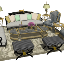 Living room design with sofa and vase skp