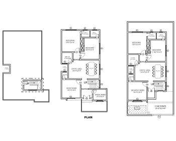 Download this residential house plan of dimension 35'x70' available in Autocad version 2017.