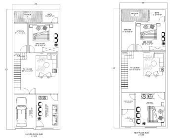 Laden Sie diesen Wohnhausplan der Größe 21'x53 'herunter, der in der Autocad-Version 2017 verfügbar ist.