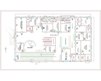Download this hospital plan of dimension 80'x135' available in Autocad version 2017.