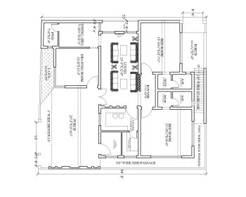 Download this residential house plan of dimension 44'x54' available in Autocad version 2017.
