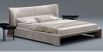 King size bed with gray Duvet