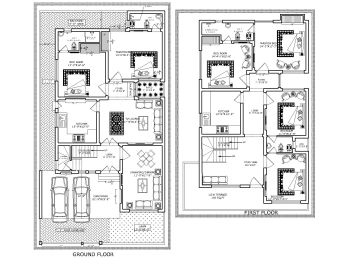 Download this residential house plan of dimension 35'x65' available in Autocad version 2017.