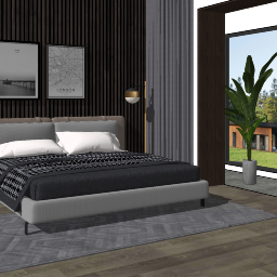 Дизайн спальни с растением и торшером скп