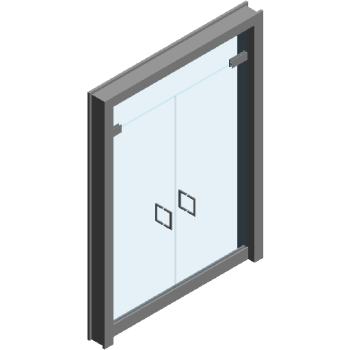 Stainless steel frame glass door revit family