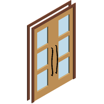 Double-leaf casement glass door  revit family