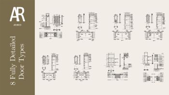 fully detailed/annotated construction drawings for 8 doors
