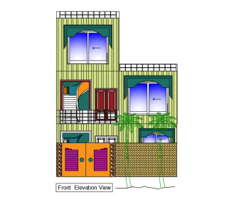 House Front Elevation Plan dwg drawing