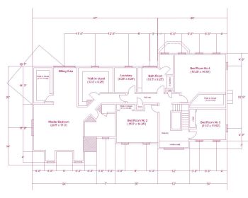 Download this residential house plan of dimension 73'x49' available in Autocad version 2017.