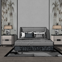 Bedroom design with 2 table lamps skp