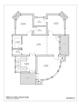2BHK American Style House Design First Floor Plan .dwg_1