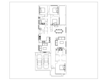 2D Floor Plan with 2 Car Garage .dwg_2