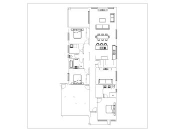 2D Floor Plan with 2 Car Garage .dwg_4