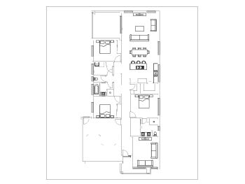 2D Floor Plan with 2 Car Garage .dwg_5
