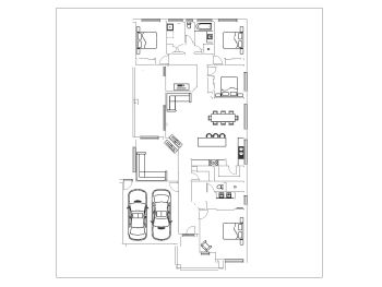 2D Floor Plan with 2 Car Garage .dwg_6