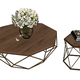 2 mesa hexagonal de madeira skp