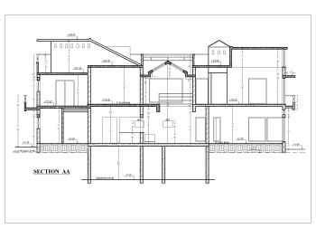 2 Story House Design with Garage & Lounge Section .dwg_AA