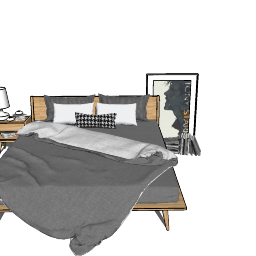 Conception de chambre avec coussin gris et couverture skp
