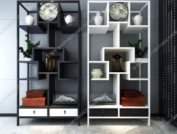 Black and white shelve with drawer 3ds max